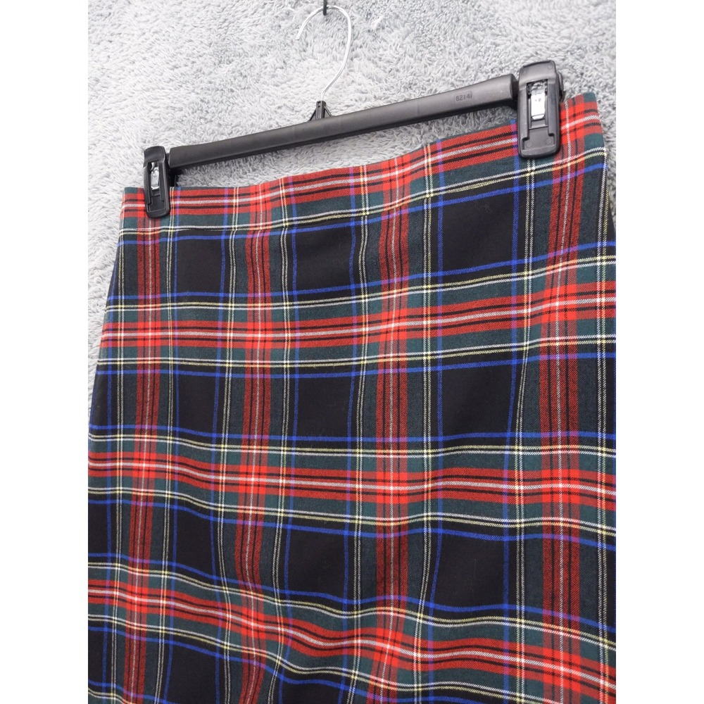 J.Crew The Pencil Skirt Women 8 Black Red Plaid Wool Blend Knee Length Lined - Picture 2 of 10